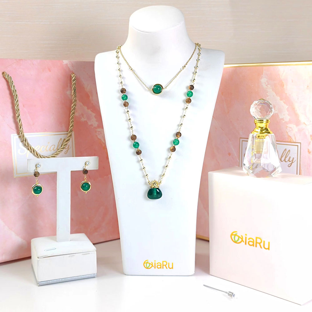 绿玛瑙镂空项链套装<豪华版>