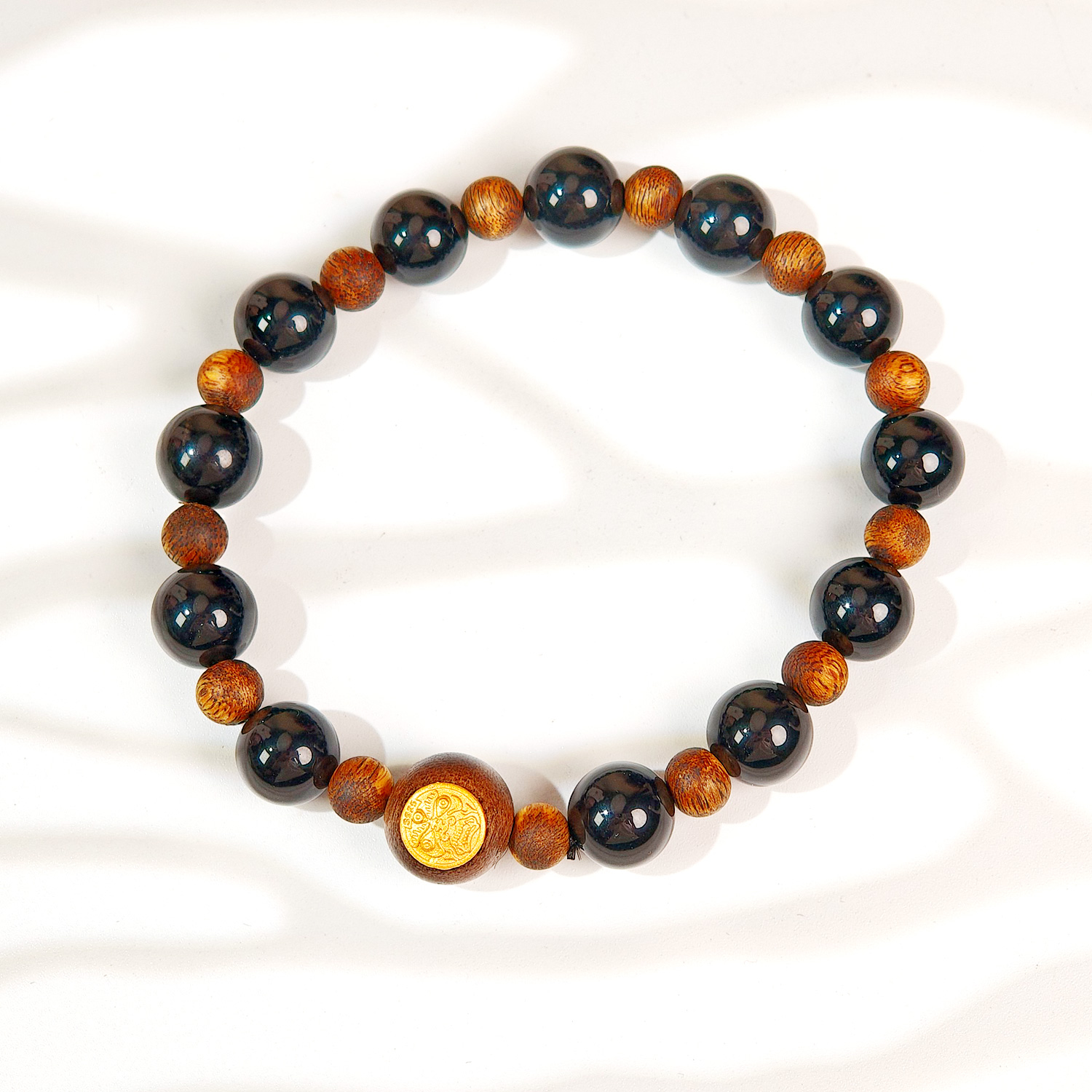 黑曜石/沉香木珠手链（女款）