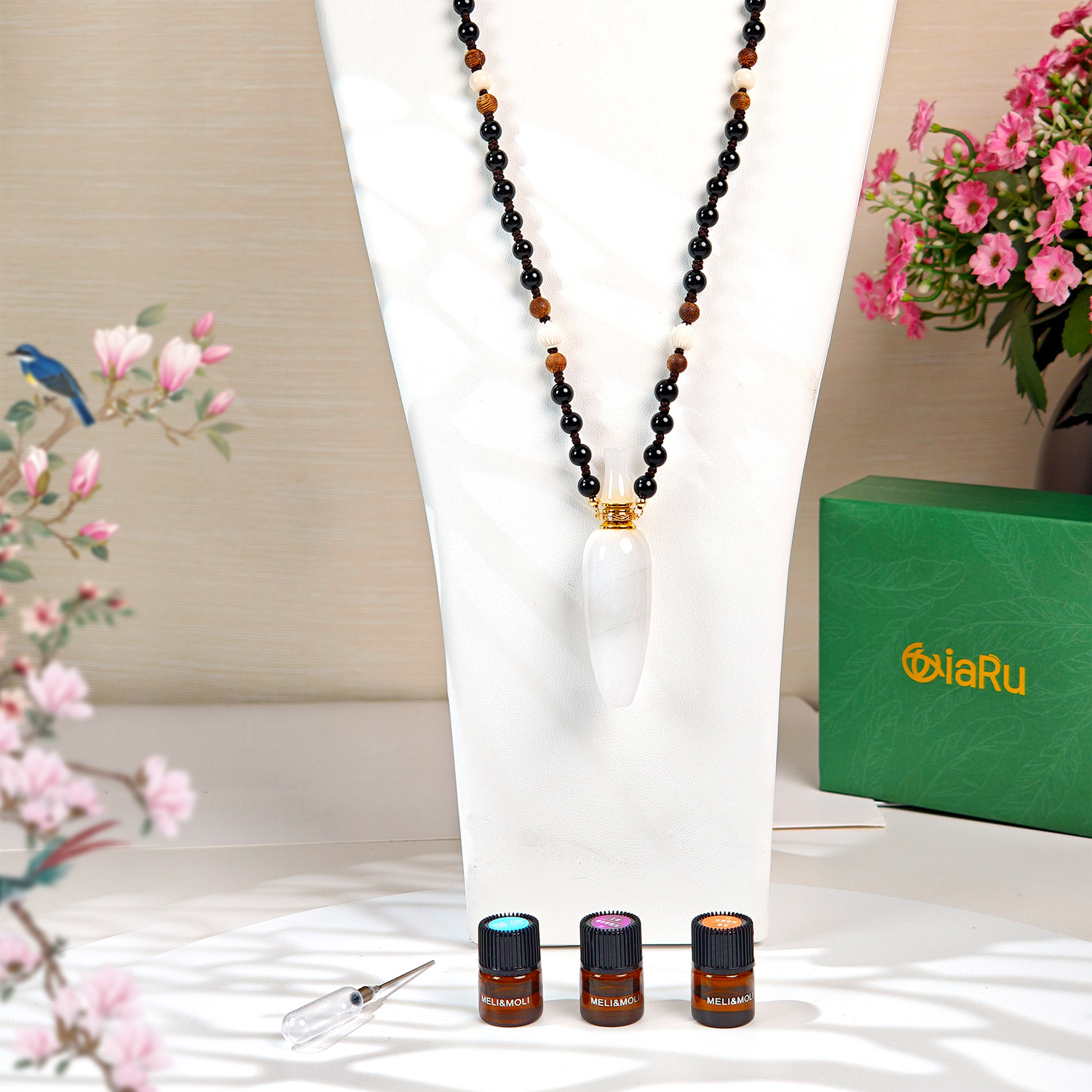 新疆白玉大号观音宝瓶项链（男款）